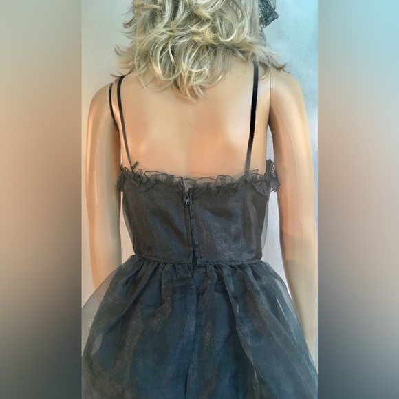 VINTAGE Black sleeveless midi cocktail dress petite feminine retro Evening wear - Picture 7 of 10
